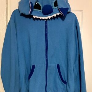 Blue Stitch Hooded  Fleece Zip-Up Top